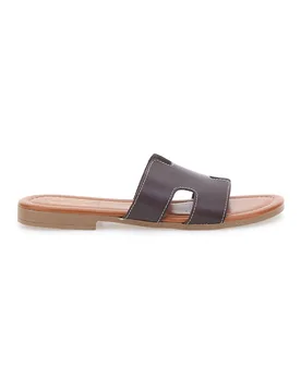 Ciabatte Marroni Con Tomaia in Pelle Made in Italy 02 39 - PRIMA RIGA - FashionsVida