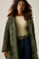 Women's Hooded Nehiala Quilted Jacket in Khaki Size: 8 - Khaki - Size: 8