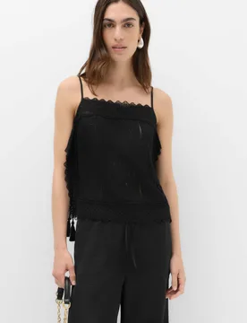 Broderie Cutwork Cami Top Black female - M&S - FashionsVida