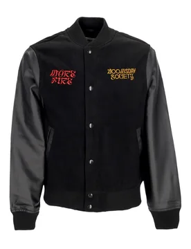 Giubbotto College Uomo More Fire Varsity Jacket Black - Doomsday - FashionsVida