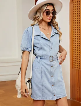 Women's Trendy Washed Waistband Denim Dress Casual Mid-Length Skirt Fashionable Vintage Style - Aliexpress - FashionsVida