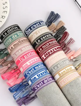 Bohemia Creative Handmade Embroidery French Letter Bracelet For Women Handmade Woven Tassel Bracelet Fashion Jewelry Wholesale - Aliexpress - FashionsVida