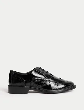 Patent Flat Brogues Black female - M&S - FashionsVida
