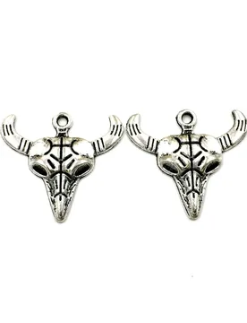 PCS Vintage Silver Tone Ox Skull Charm Pendants 26x28mm Handmade Jewelry Crafts Accessories Punk Decoration Supplies - Aliexpress - FashionsVida