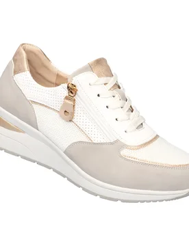 Bequem-Keilsneaker mit Leder „Bettina“ grau 37 Damen - wonderwalk - FashionsVida