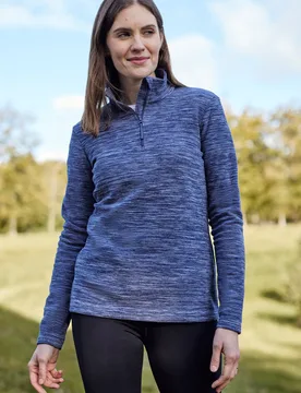 Snowdon' Womens Fleece Top Half Zip Breathable Quick Dry Sweater Dark Blue - Size 12 Uk - Mountain Warehouse - FashionsVida