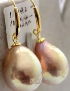 A pair16mm natural south sea gold pink pearl earrings - Aliexpress - FashionsVida