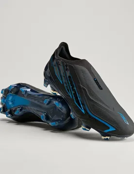 Scarpe da calcio per terreni naturali compatti F50 HYPERFAST ELITE Laceless 45 1/3 Core Black / Core Black / Lucid Ray Blue - Adidas - FashionsVida