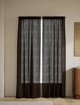 Cotton Linen Blend Sheer Multiway Curtains Chocolate - M&S - FashionsVida
