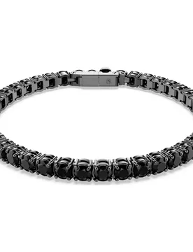 Bracciale Tennis Matrix, Taglio Round, Nero, Placcato rutenio S - Swarovski - FashionsVida