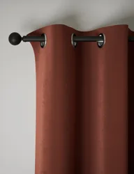 Velvet Eyelet Curtains Terracotta