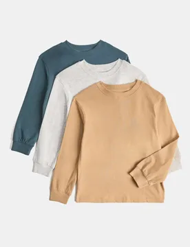 Pack Pure Cotton Tops (2-8 Yrs) Green Mix male - M&S - FashionsVida