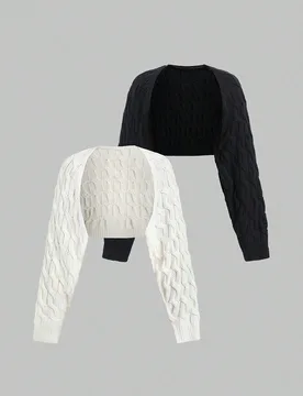 Cárdigan corto de unicolor para mujer, uso casual de todos los días estilo Y2K XXL - Shein - FashionsVida