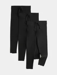 Pack Cotton Rich Ribbed Leggings (2-8 Yrs) Black female