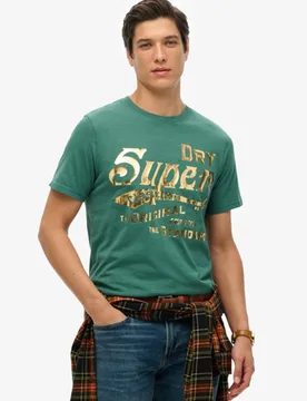 Superdry Herren Workwear T-shirt mit Metallic-grafik Grün - Größe: M - 44.99 - FashionsVida