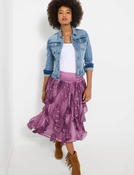 Women's Floaty Ruffle Midi Skirt in Purple Size: 22 - Purple - Size: 22 - Joe browns - FashionsVida