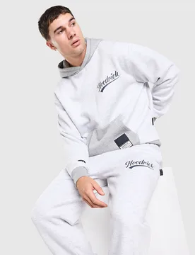 Mens Script Colour Block Hoodie - Grigio, grigio grigio Uomo taglia XL - Hoodrich - FashionsVida