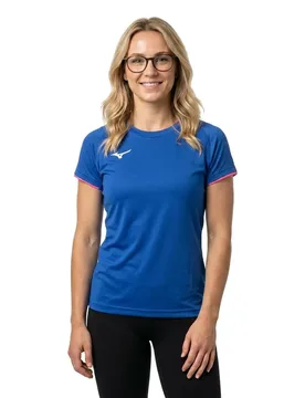 T-shirt à Manches Courtes Core Royal Blue / Pink Fluo S - Mizuno - FashionsVida