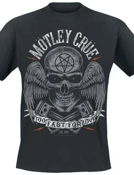 T-Shirt - Too Fast For Love Skully - S bis 4XL - für Männer - Größe 3XL - schwarz - Lizenziertes Merchandise! - Männer - male - Mötley Crüe - FashionsVida