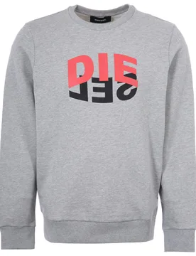 Mens Sgirk N80 Bicolour Logo Crew Neck Sweatshirt In Grey - Size Small - Diesel - FashionsVida