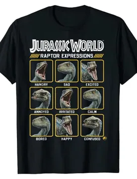 Jurassic World Two Blue Raptor Expressions Graphic T-Shirt Cute Cartoon Dinosaur Lover Outfit Graphic Tee Top Streetwear Clothes - Aliexpress - FashionsVida