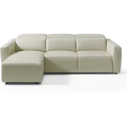 Sofá de piel de 5 plazas con chaiselongue izquierda Trento