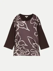 Langarmshirt mit Blumenmuster Braun M