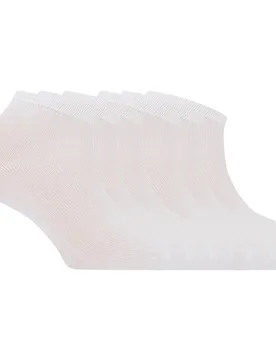 Punto - Pack de 6 pares de calcetines tobilleros de algodón de hombre - basix - Punto Blanco - FashionsVida