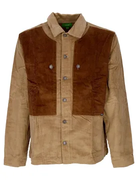 Camicia Manica Lunga Uomo Marina Box Overshirt Khaki - Huf - FashionsVida