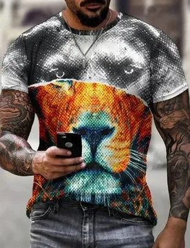 Summer Men's Printed Casual Crew Neck Short Sleeve T-Shirt The King Lion 3D Printed T Shirt - Aliexpress - FashionsVida