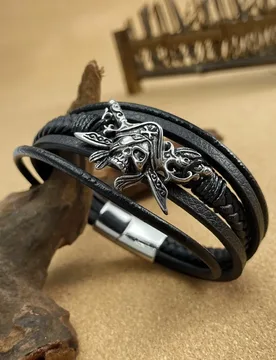 Stainless Steel Skull Pirate Hand Woven Leather Men's for Bracelet Chains - Aliexpress - FashionsVida