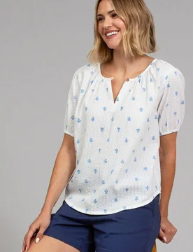 Women's Tincleton Seersucker Blouse Pineapple Polka in Cream Size: Medium - Cream - Size: M - Kite - FashionsVida