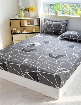Juego de 3 piezas de ropa de cama: Sábana ajustable estampada (incluye funda de almohada, sin relleno) de tela 100% poliéster, juego de ropa de cama - Shein - FashionsVida