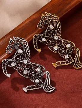 Vintage Hollow-Out Galloping Horse Crystal Badges Brooch Classic Exquisite Clothing Coat Party Pin Jewelry For Lady Gifts - Aliexpress - FashionsVida