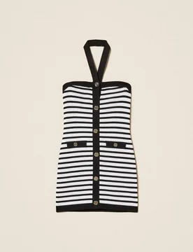 Abito corto a righe bambina bianco-nero - TWINSET - FashionsVida