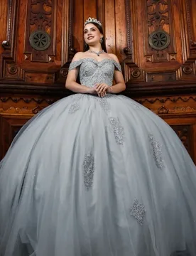 Light Gray Shiny Ball Gown Quinceanera Dresses Applique Lace Beads Tull Corset Off Shoulder Sweet 16 Dress vestidos 15 de anos - Aliexpress - FashionsVida