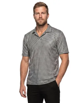 Silbernes Luxus-Pailletten-Polohemd für Herren - male - Wilbers Karnaval BV - FashionsVida