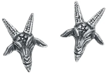 Gothic Ohrstecker-Set - Baphomet Studs - für Damen - silberfarben - Frauen - female
