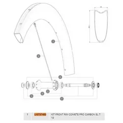 Cerchione Comete Pro Carbon Sl Tubular 19 Front Black