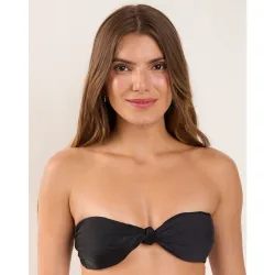 Top de bikini bandeau liso con relleno