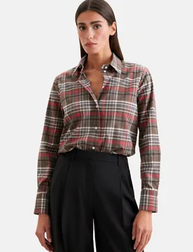 Flanell Hemdbluse mit Stretchanteil Braun 44 - Seidensticker - FashionsVida