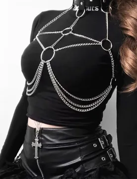 Punk Goth Body Chain Bra Leather Harness Wasit Belly Bikini Chains Belt Harajuku Fashion Jewelry Accessories For Women And Girls - Aliexpress - FashionsVida