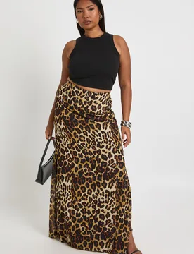 Womens Plus Leopard Print Woven Maxi Skirt - Size 18 Uk - Boohoo - FashionsVida