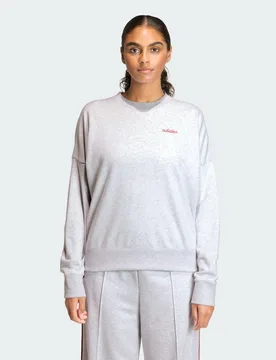 Felpa Seasonal Essentials Colorpop con grafica ricamata L Light Grey Heather / Active Maroon - Adidas - FashionsVida