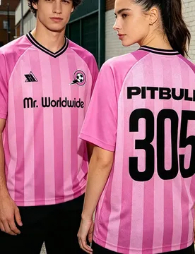 Pitbull Mr. Worldwide 305 Pink Jersey Football Tee Short Sleeve Loose Summer Unisex Streetwear Casual V-neck Men T-shirt Print - Aliexpress - FashionsVida