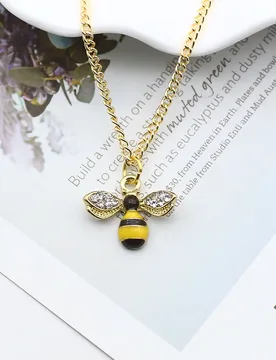 Cartoon Cute Bee Necklace For Women Girls Lovely Crystal Animal Wings Long Chain Yellow Pendant Necklaces Jewelry Child Gifts - Aliexpress - FashionsVida