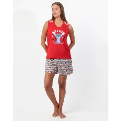 Pijama corto de mujer de punto de algodón con detalles bordados