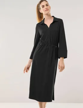 Midi Jerseykleid, normale Größen, Farbe Schwarz, 36, weich und leicht figurschmeichelnd Damen - Walbusch - FashionsVida