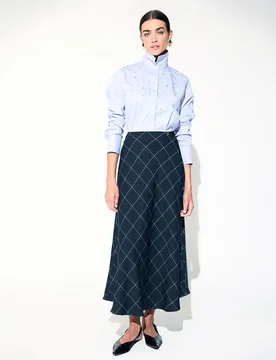 Falda midi cuadro escoces al bies - Lola Casademunt - FashionsVida
