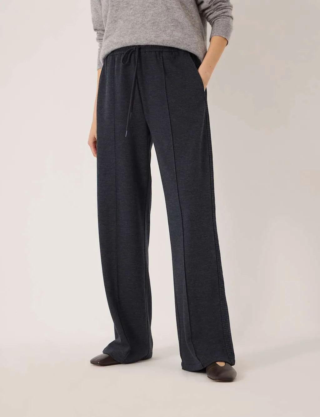 Drawstring Wide Leg Joggers Charcoal female - hush - FashionsVida